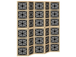 Mampara Separadora Mampara 5 Paneles Madera Paulownia Marrón Y Negro Dic031003 Décoshop2