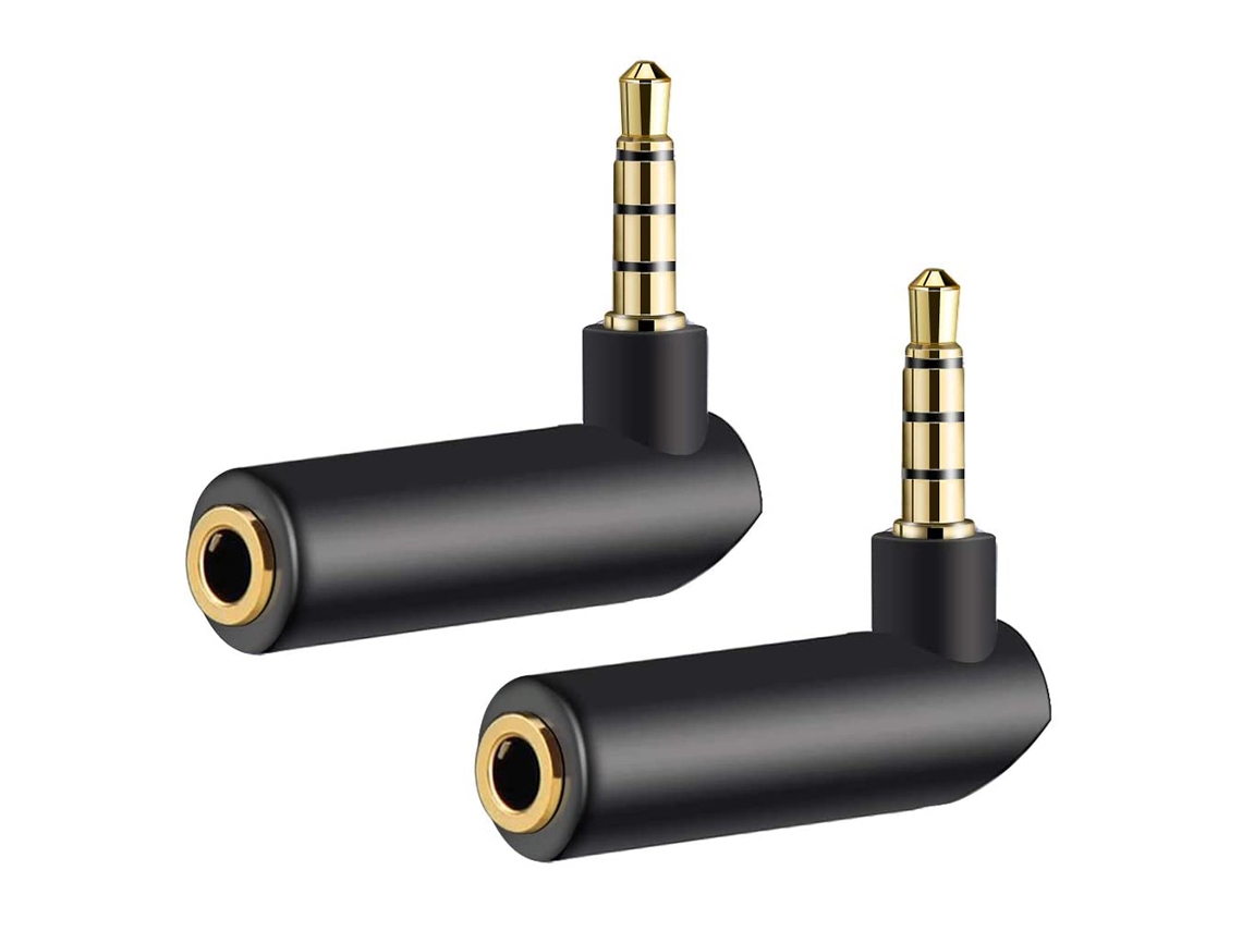 Adaptador De Audio De 3,5 Mm Macho A Hembra, Ángulo De 90 Grados, Para Auriculares De Coche.