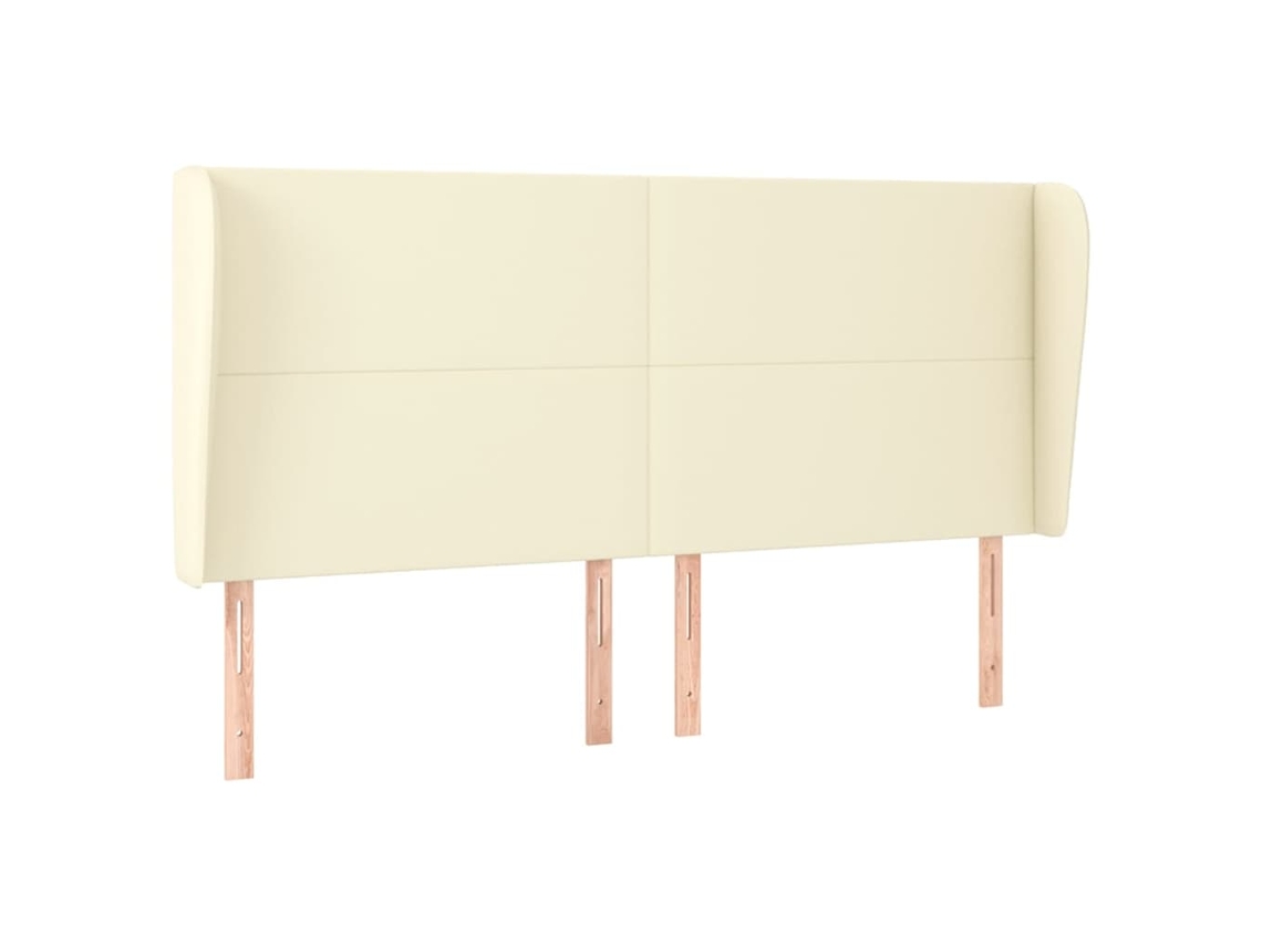 Maison Exclusive - Cabecero Con Orejas Cuero Sintético Crema 203x23x118/128 Cm