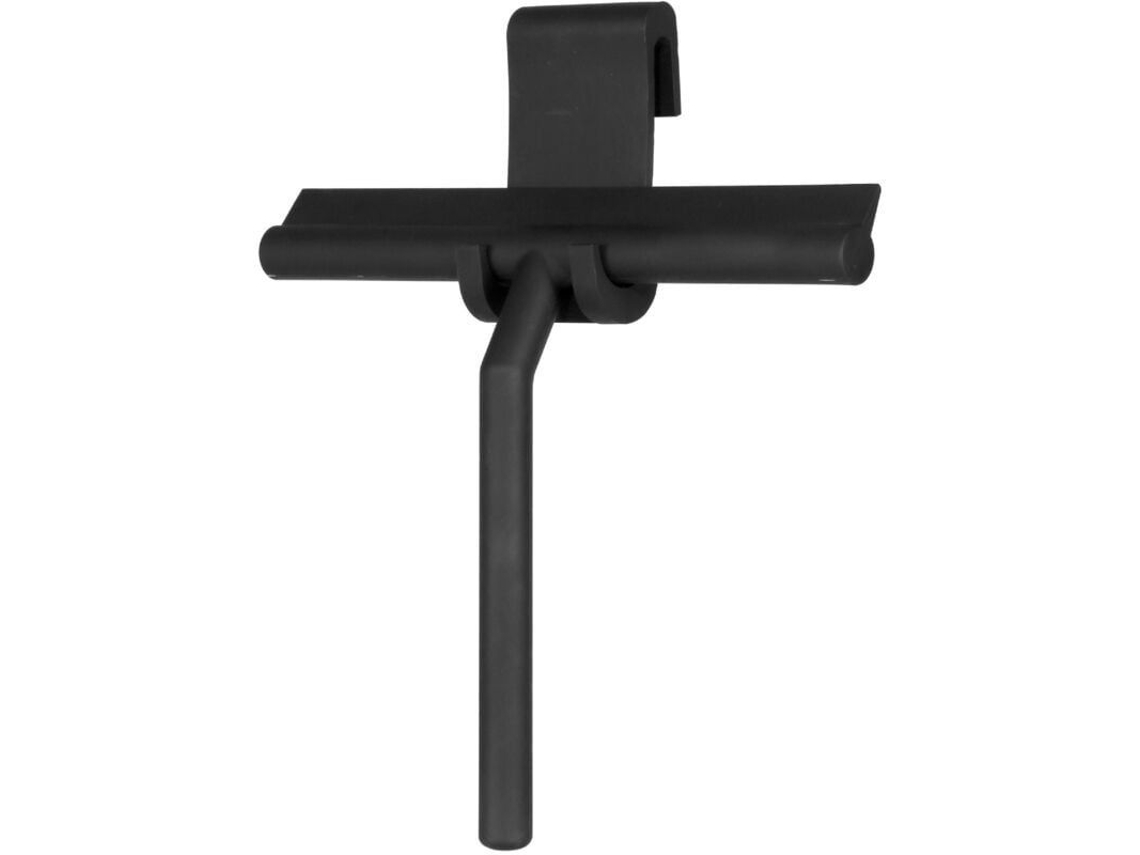 Raspador De Ducha De Silicona Negra Para Baño, 21x16cm Con Práctico Soporte.