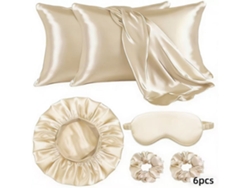 2pack Fundas De Almohada De Seda Imitación Eifson Con Antifaz Y Gomas Pelo 76x51cm (beige)