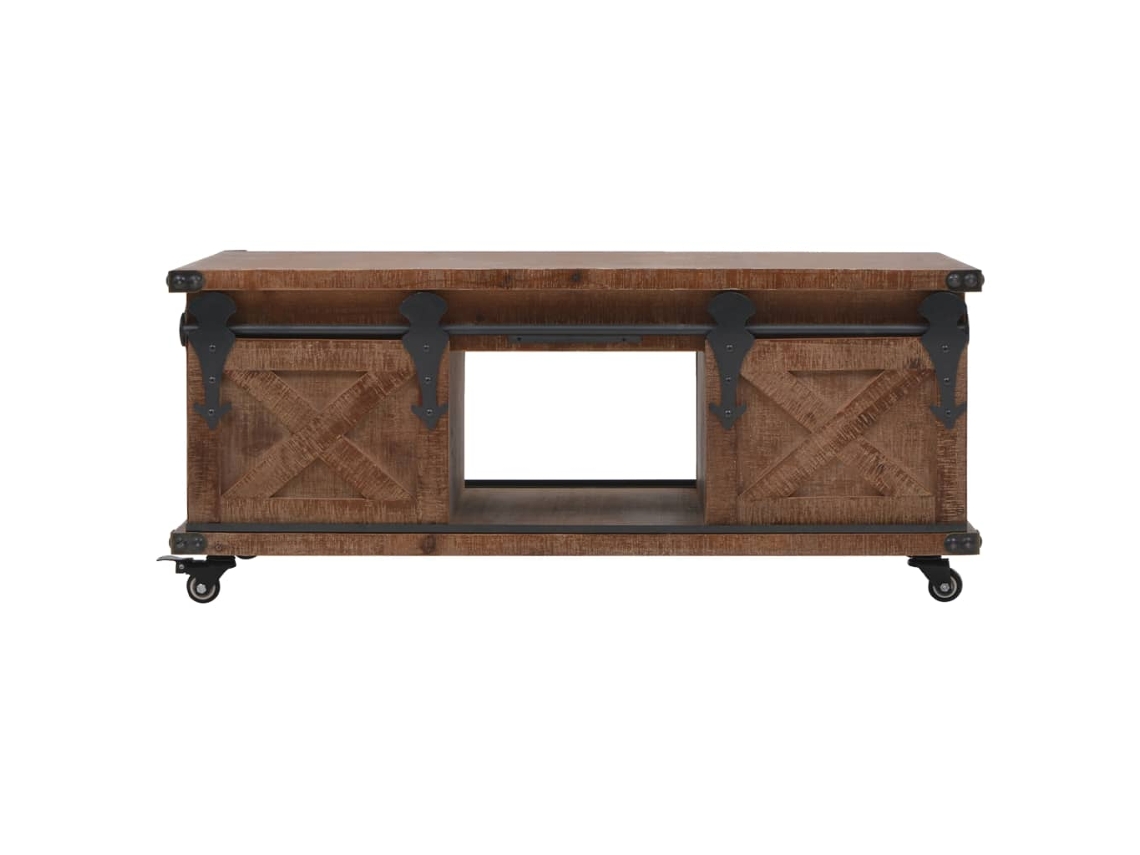 Maison Exclusive - Mesa De Centro De Madera Maciza De Abeto Marrón 91x51x38 Cm