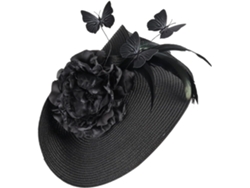 Fascinateur Chapeau Para Femme Noir En Tissu Style Paille Élégante Y Confortable Goûter Ou Cospl...