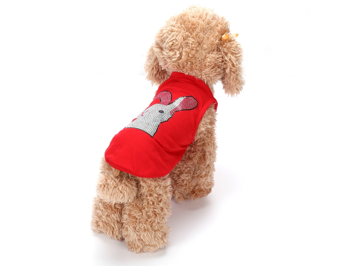Camiseta Suave Para Perro Con Pedrería, Pijama Para Mascotas Maltés Pomerania, Rojo, Talla L