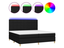 Maison Exclusive - Cama Box Spring Colchón Y Luces Led Tela Negro 200x200 Cm