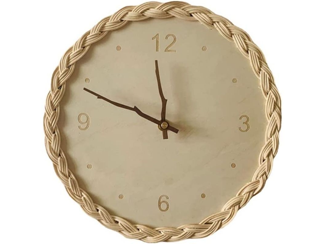 Reloj De Pared Redondo De Ratán Para Decorar El Dormitorio Y La Casa De Huéspedes.