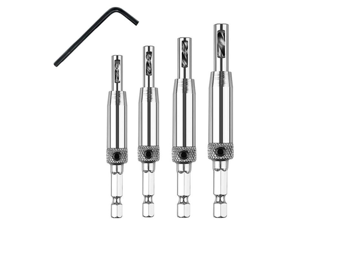 Brocas Autocentrantes Hss Para Bisagras, 5/64", 7/64", 9/64", 11/64", Con Llave Allen
