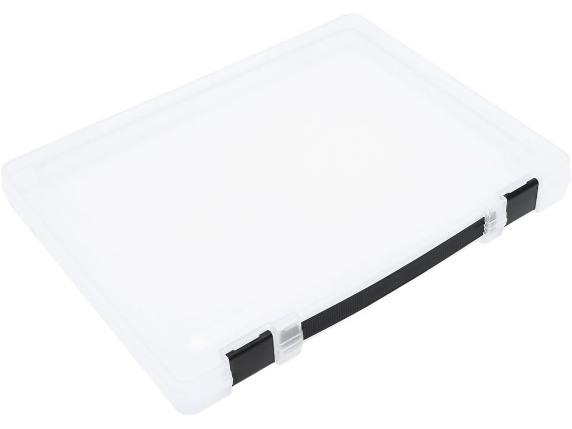 Caja De Almacenamiento Transparente, Portadocumentos De Pp Ligero Y Apilable Con Cierre Negro.
