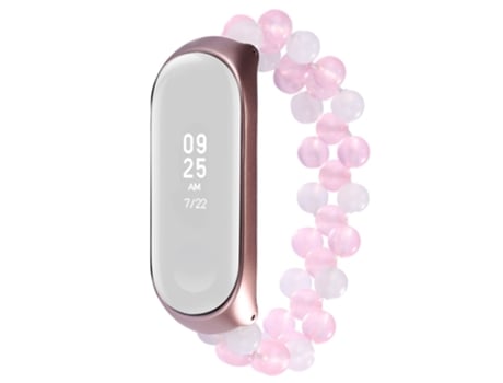 Correa de cuentas trenzadas cuentas de jade para Xiaomi Mi Band 3/4 - rosa/blanco