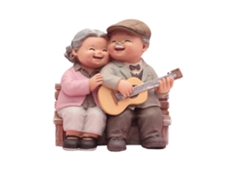 Figurita de resina de una pareja de ancianos para aniversario de bodas.