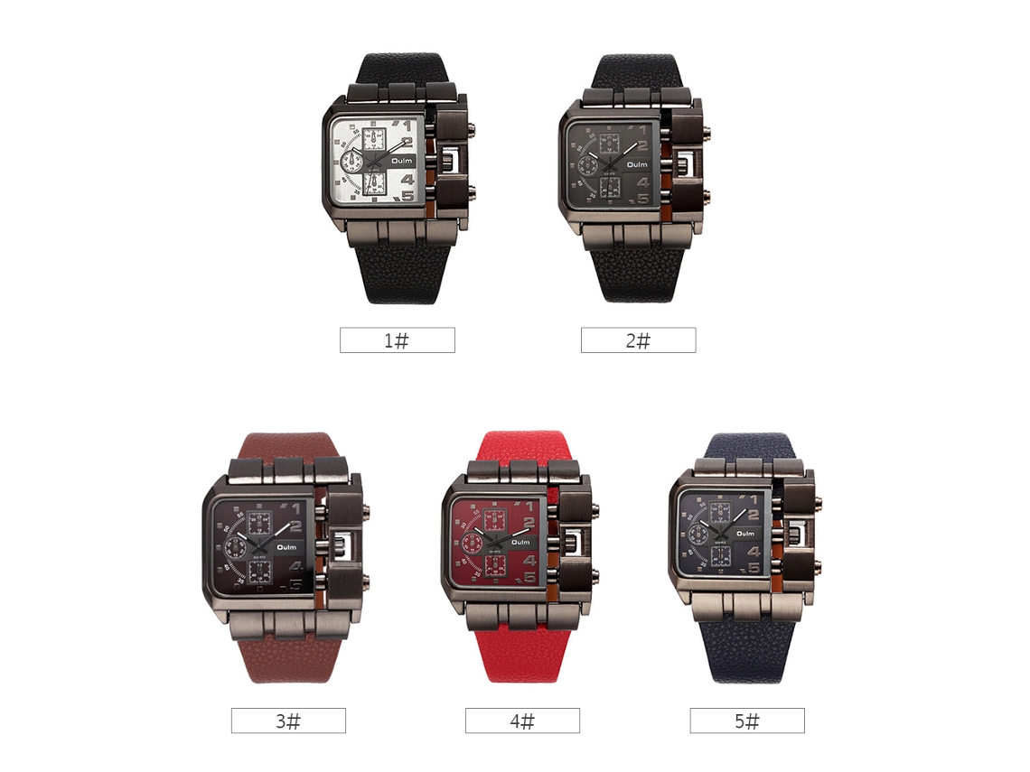 Reloj De Pulsera De Cuarzo De Lujo Para Hombre Oulm, Diseño Antiguo, Con Correa Cuadrada De Cuero.