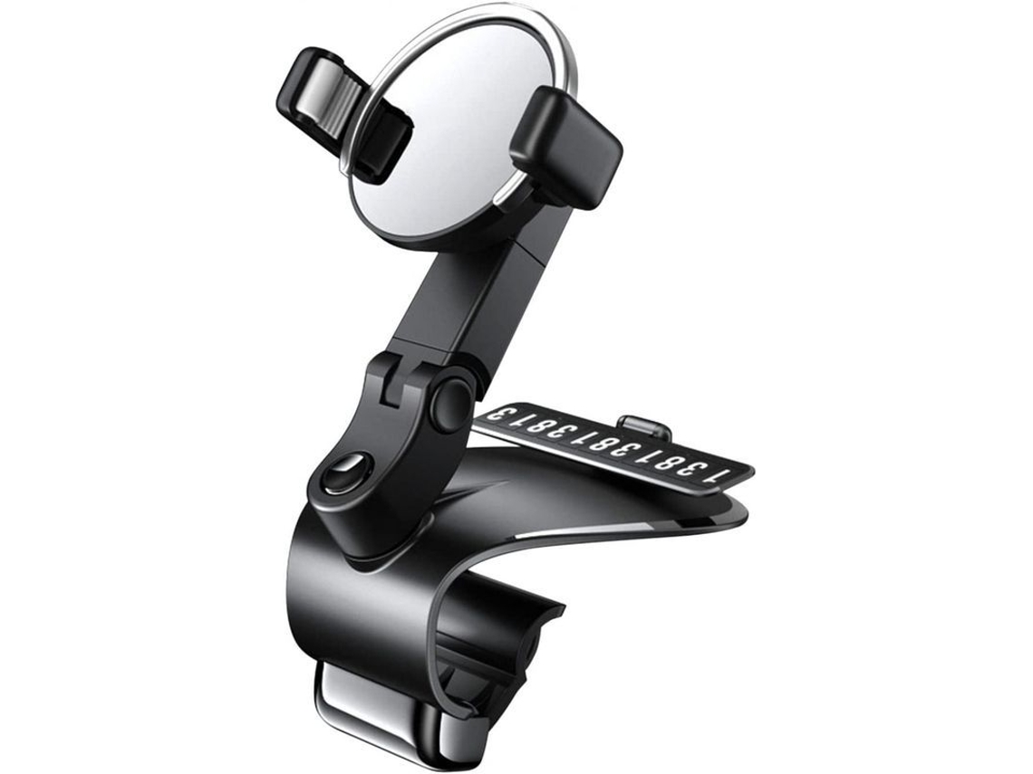 Soporte Para Teléfono De Coche: Soporte Giratorio De 360° Para Espejo Retrovisor Y Salpicadero Con Bloqueo Automático Y Proyección Hud.