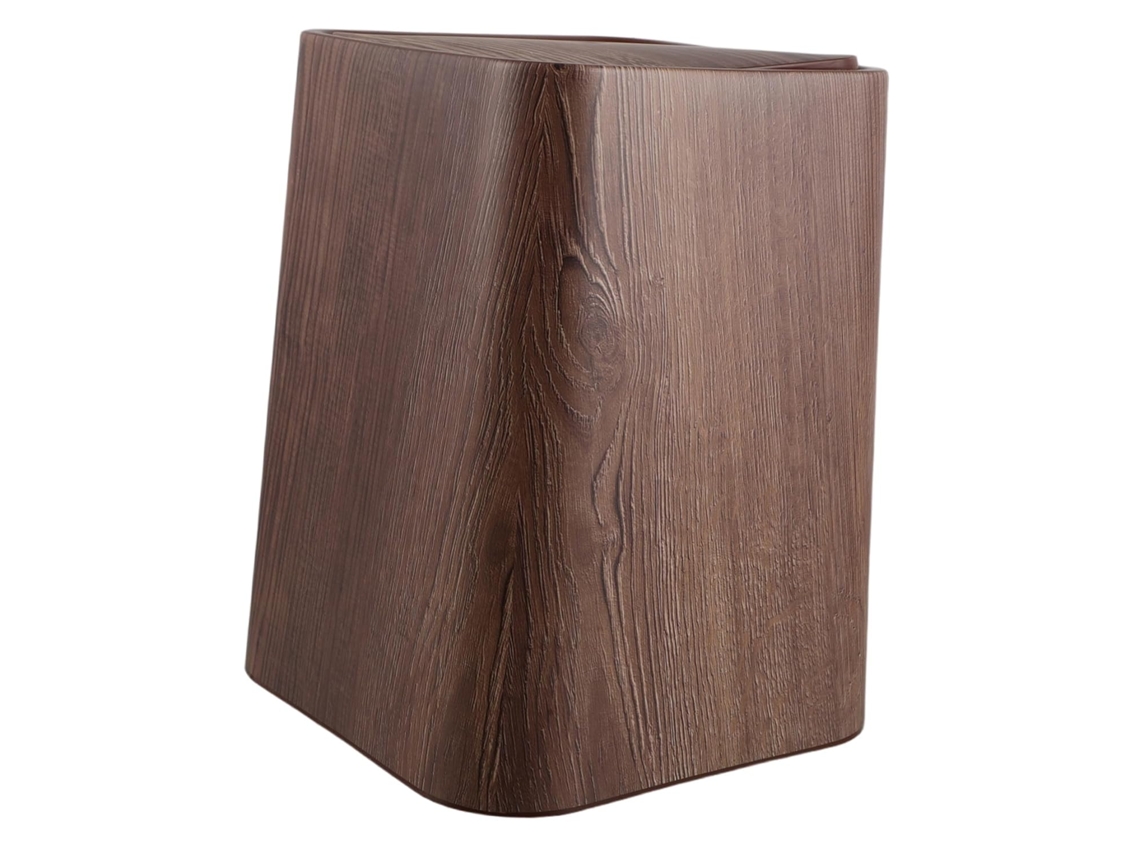 Cubo de basura Slowmoose con aspecto de madera, tapa abatible, compacto.