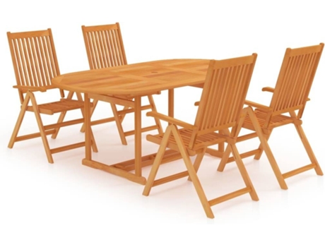 Conjunto 5 Conjunto de comedor de jardín VIDAXL madera maciza de teca