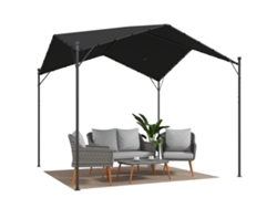 Pérgola De Jardín De 3x3 M Con Techo A Dos Aguas, Galvanizada En Gris Con Protección Upf30.