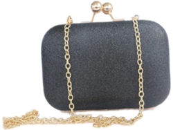 Bolso De Mano Con Cadena Para Mujer, Ideal Para Bodas Y Eventos, Mini Bolso De Hombro, Color Negro, Perfecto Para Fiestas Y Banquetes.