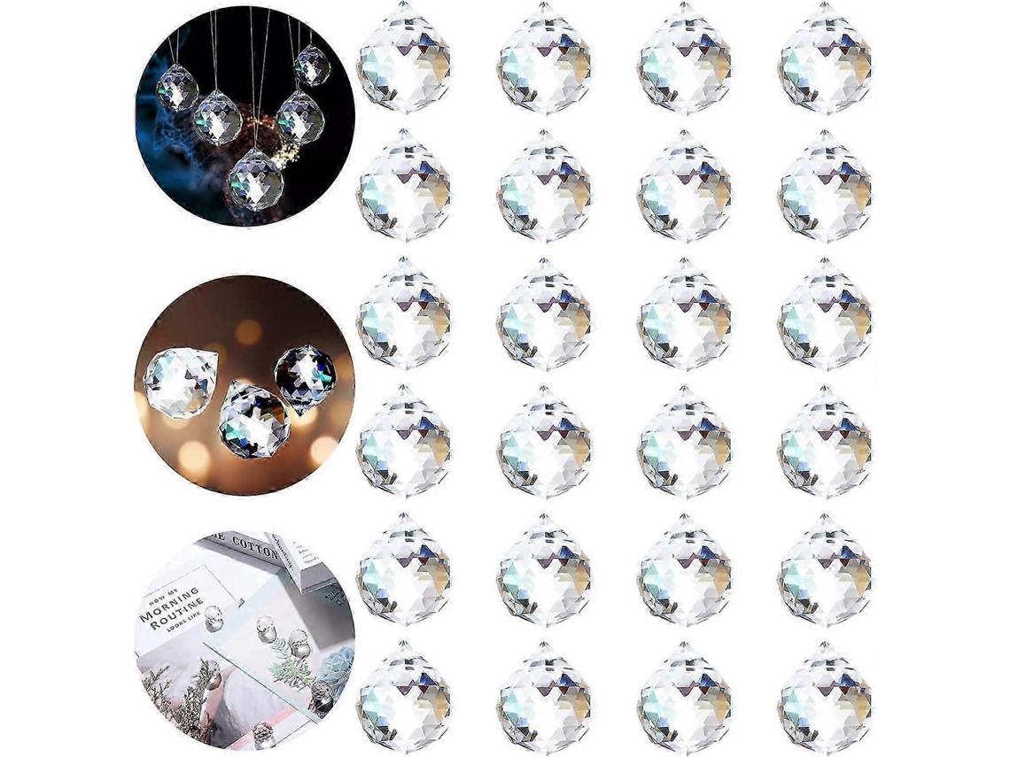 Decoración de cristal arcoíris, 24 esferas de cristal prismático, joyería de bolas de cristal estilo prisma