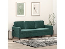 Sofá De 3 Plazas Terciopelo Verde Oscuro 180 Cm