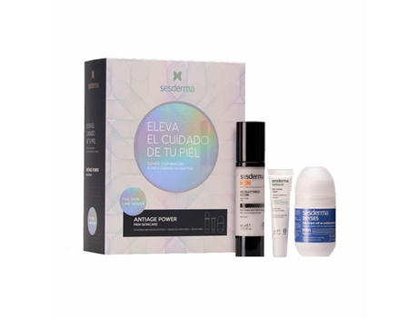 Set de Cosmética Unisex SESDERMA Antiage Power (Hombre - Crema Contorno de Ojos 15 ml - Loción Facial 50 ml - Desodorante Roll-On 75 ml)
