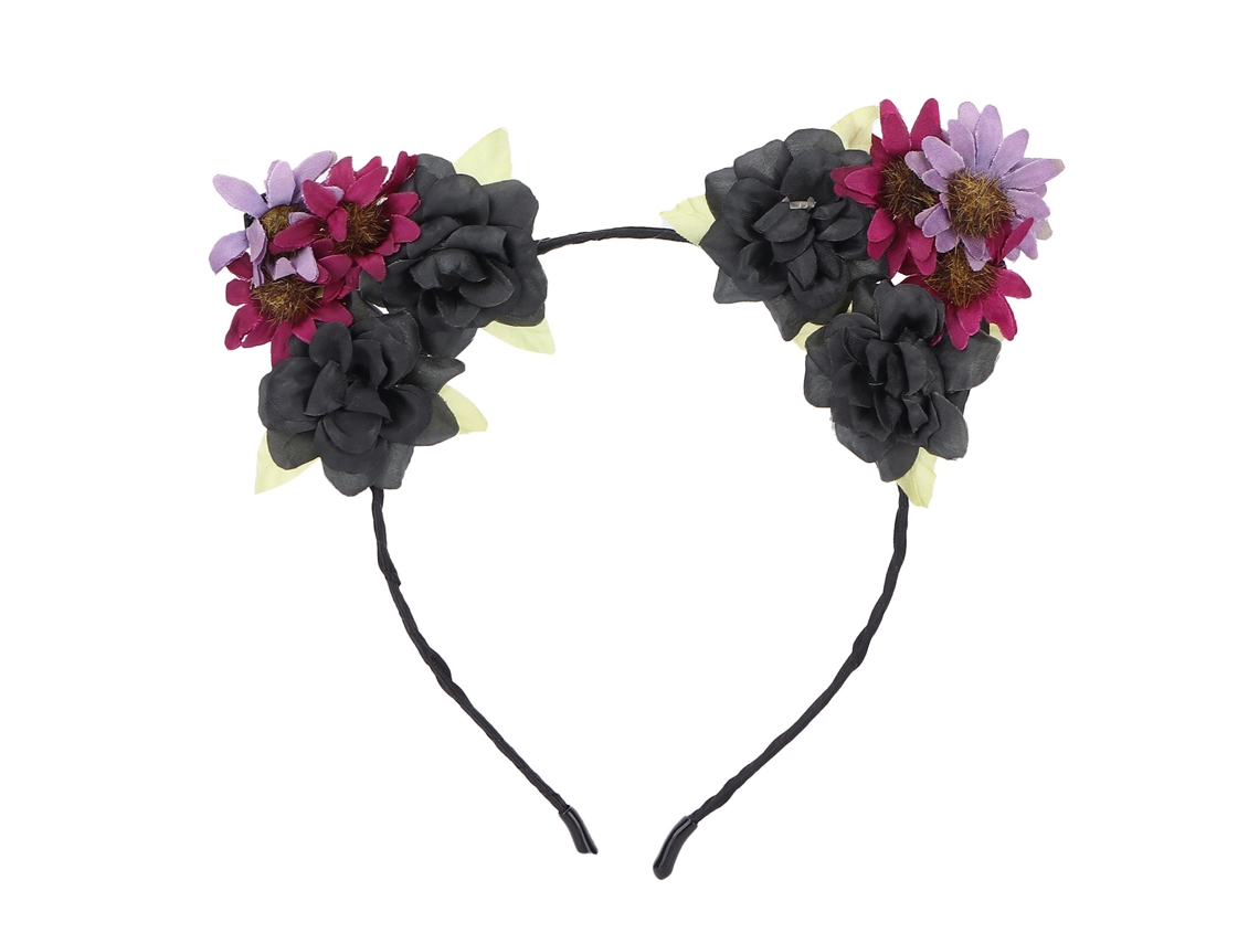 Gorrito De Pelo Con Flores Boho Diadema De Girasol Oreja Accesorio De Cabeza Para Adultos Niños Negro Rojo Oscuro