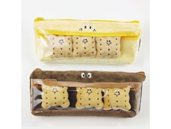 2026-estuche De Lápices De Peluche Con Forma De Galleta Creativo, Divertido Y Lindo, Color Marrón+amarillo Claro