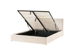 Cama De Matrimonio Beliani Dreux De Tejido Crema 160x200