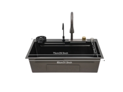 Fregadero de cocina, acero inoxidable duradero, diseño compacto, negro OEM