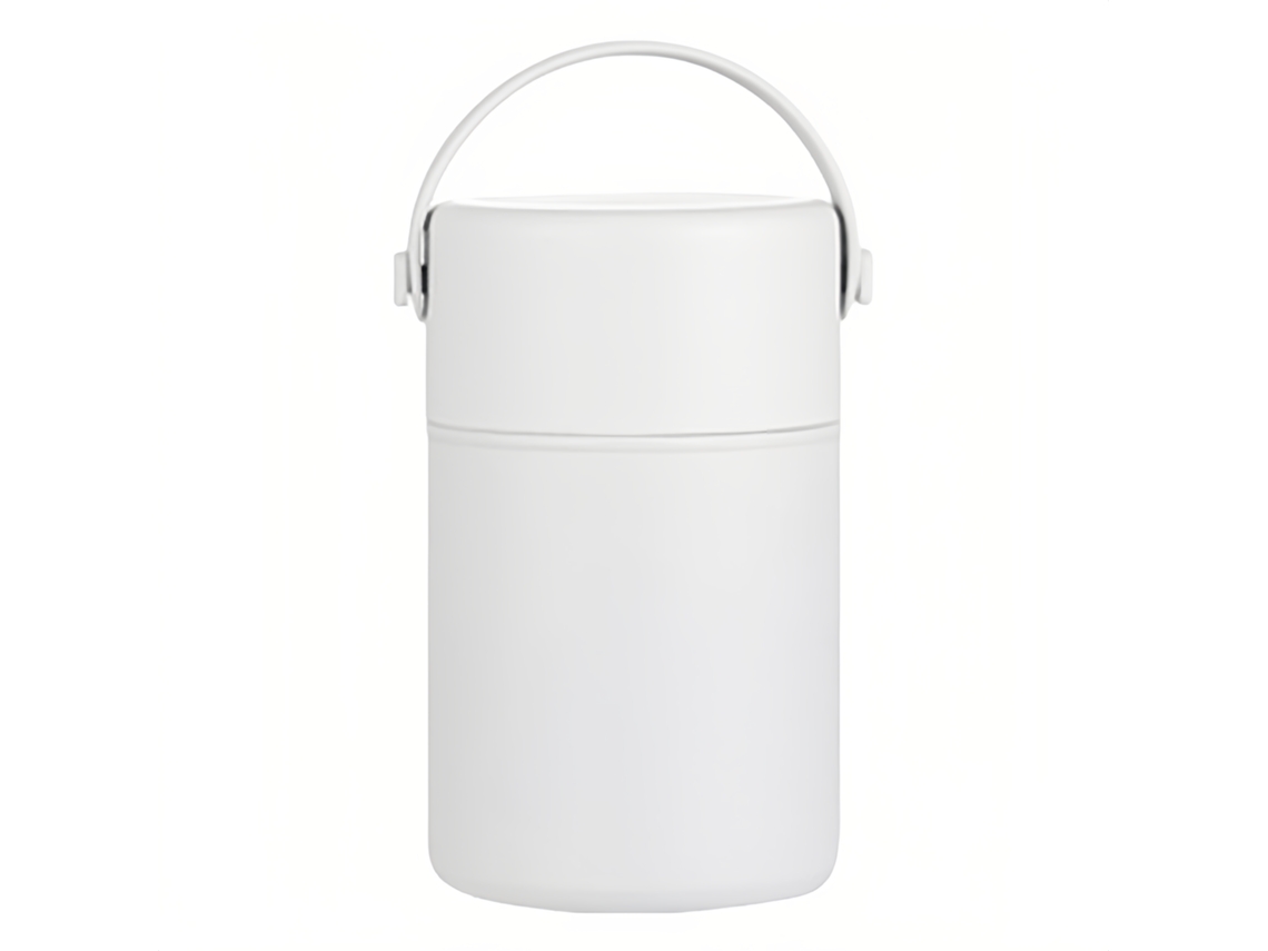 JILLIOPER Botella EINNENFFER 850 ml Acero Inoxidable Portátil Diseño Ergonómico y Antideslizante con Cuchara Plegable Blanco