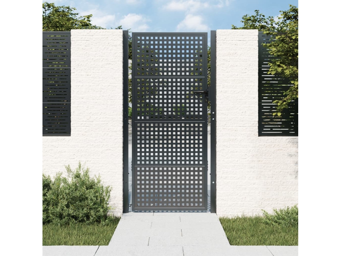 Puerta De Jardín Acero Gris Antracita 105x250 Cm