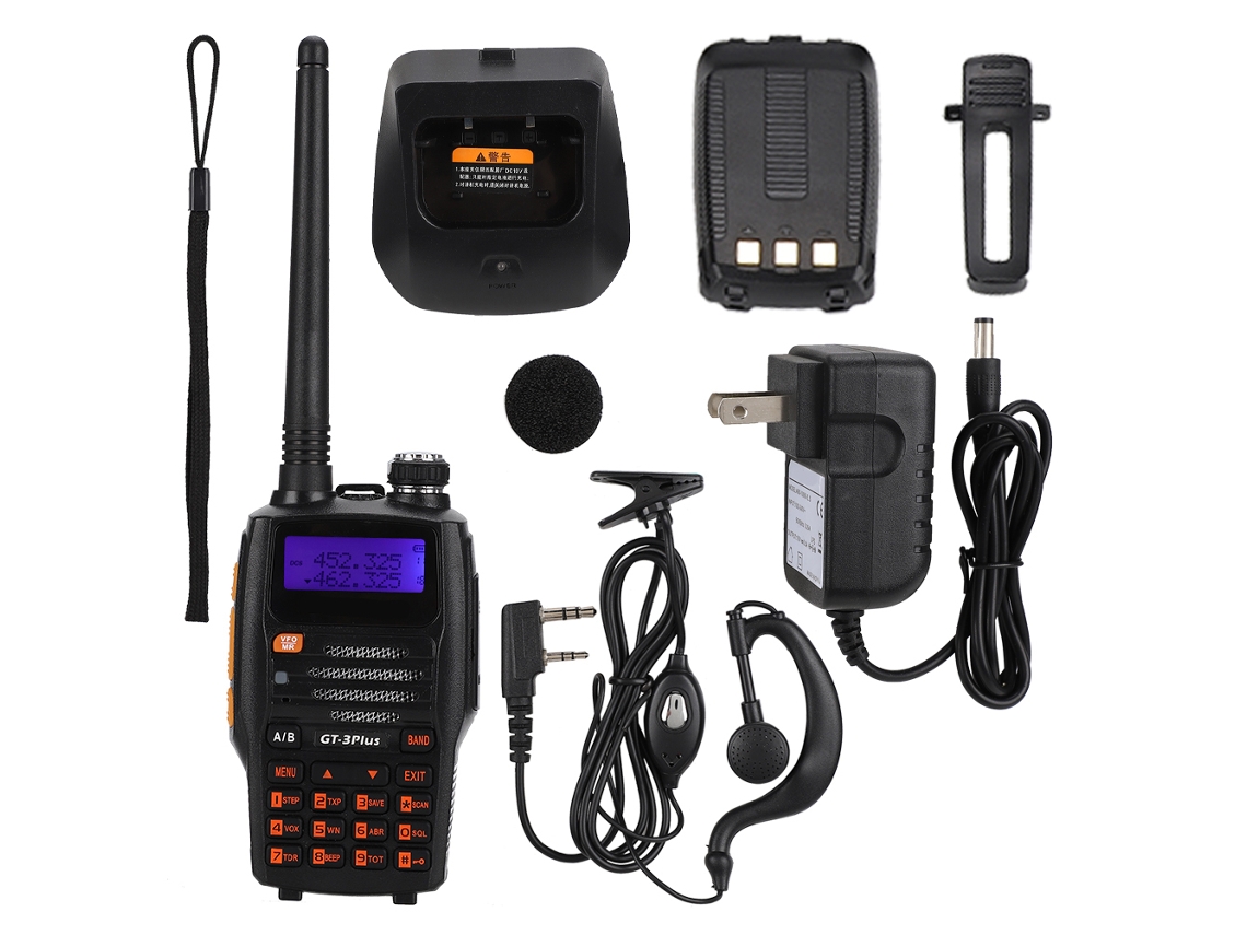 Radio Walkie-talkie Inalámbrica Gt-3plus Vhf Uhf Con Batería Recargable De Iones De Litio, Portátil.