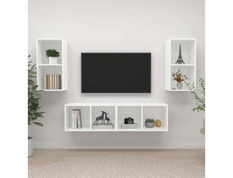 Conjunto 4 Mueble para la televisión VIDAXL Blanco Madera contrachapada (37x37x72 cm)
