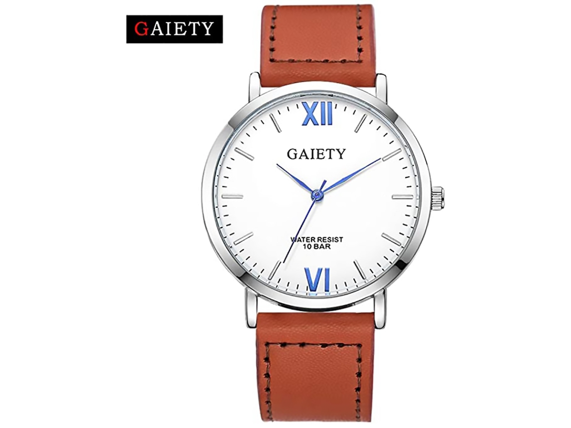 Reloj Hombre De Cuero Pu Estilo Elegante Dial Analógico De Cuarzo (marrón Claro)