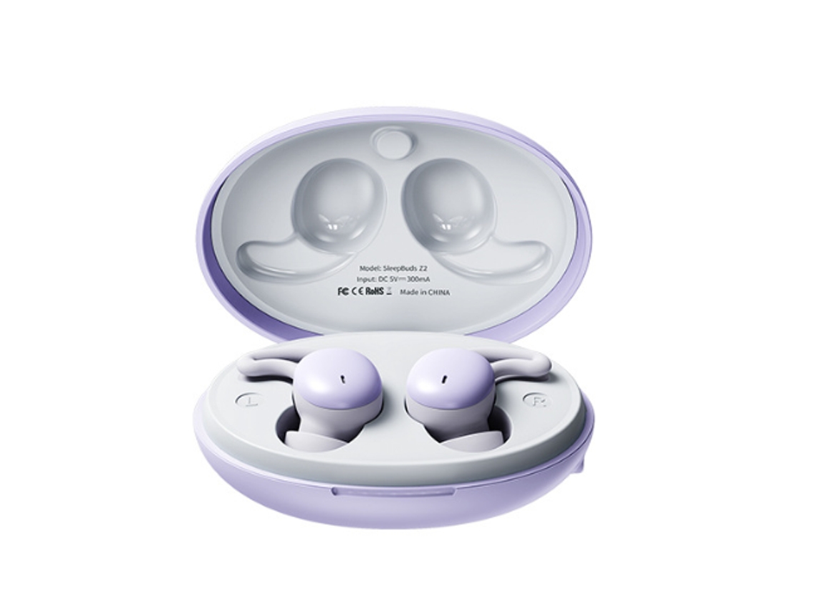 Auriculares inalámbricos con clips laterales, Bluetooth y cancelación de ruido, morados