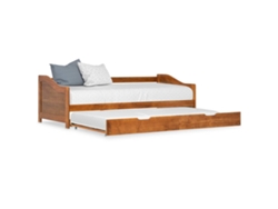 Cama Individualcama Para Adultosestructura Sofá Cama Extraíble Sin Colchón Marrón Miel 90x200cm Wsd76608