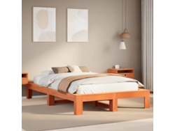 Cama Sin Colchón Madera Maciza De Pino Marrón Cera 120x200 Cm