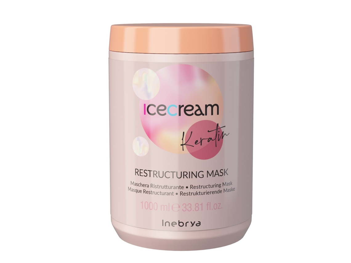 Mascarilla de keratina Inebrya Ice Cream para la reconstrucción capilar, 1000 ml