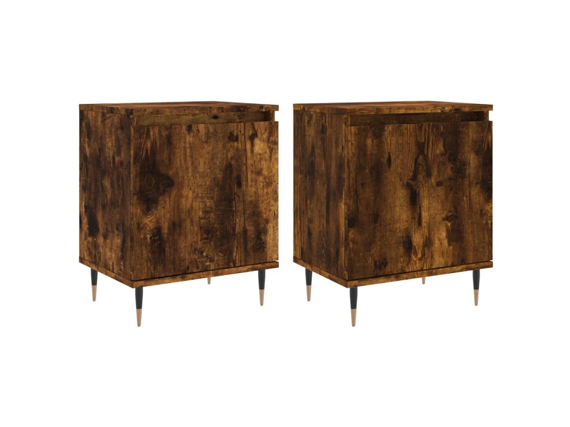 Mesitas de Noche 2Pzs Derivados de Madera Roble Ahumado