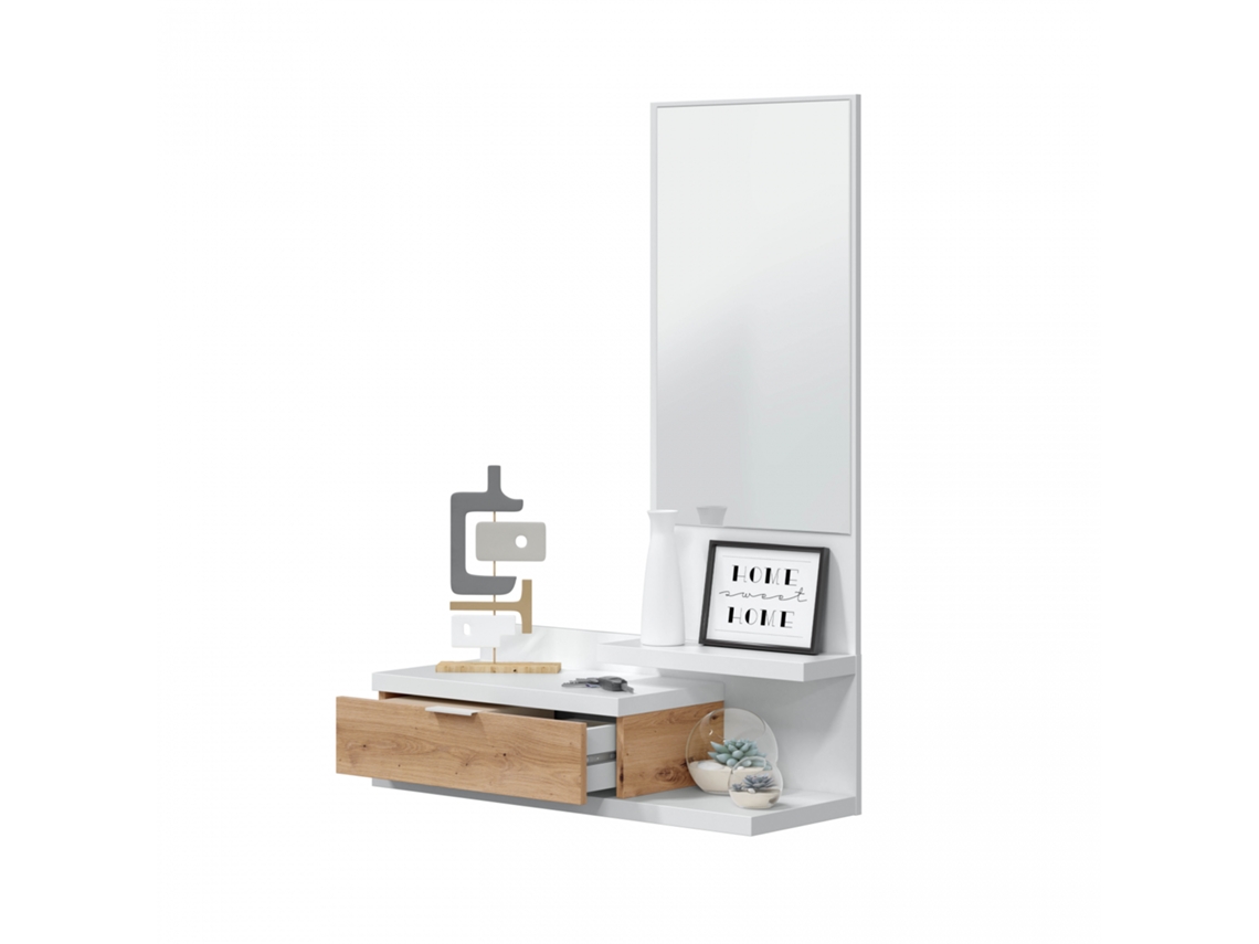 Mueble de recibidor Dahlia Blanco Artik (Blanco Mate) - Roble Nodi 81 x 116 x 29 cm