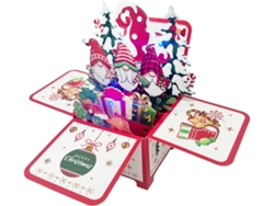 Decoración perfecta para las fiestas, tarjeta desplegable con gnomo navideño, tarjetas de