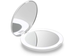 Espejo De Maquillaje Portátil Iluminado, Aumento De 1x/10x, Luz Diurna Led, Compacto.