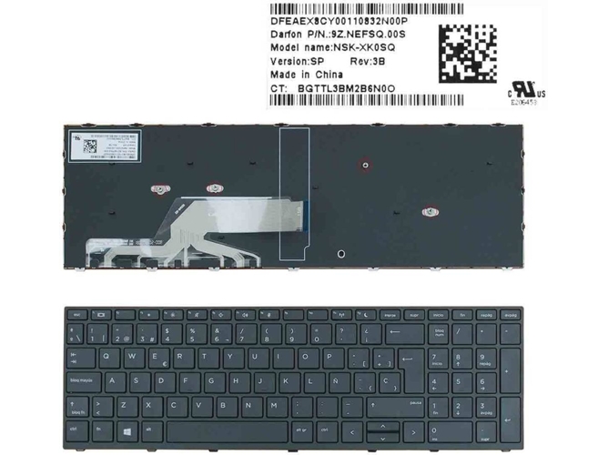 Teclado para Portátil HP Probook 450 G5 455 G5 470 G5 Negro con Marco