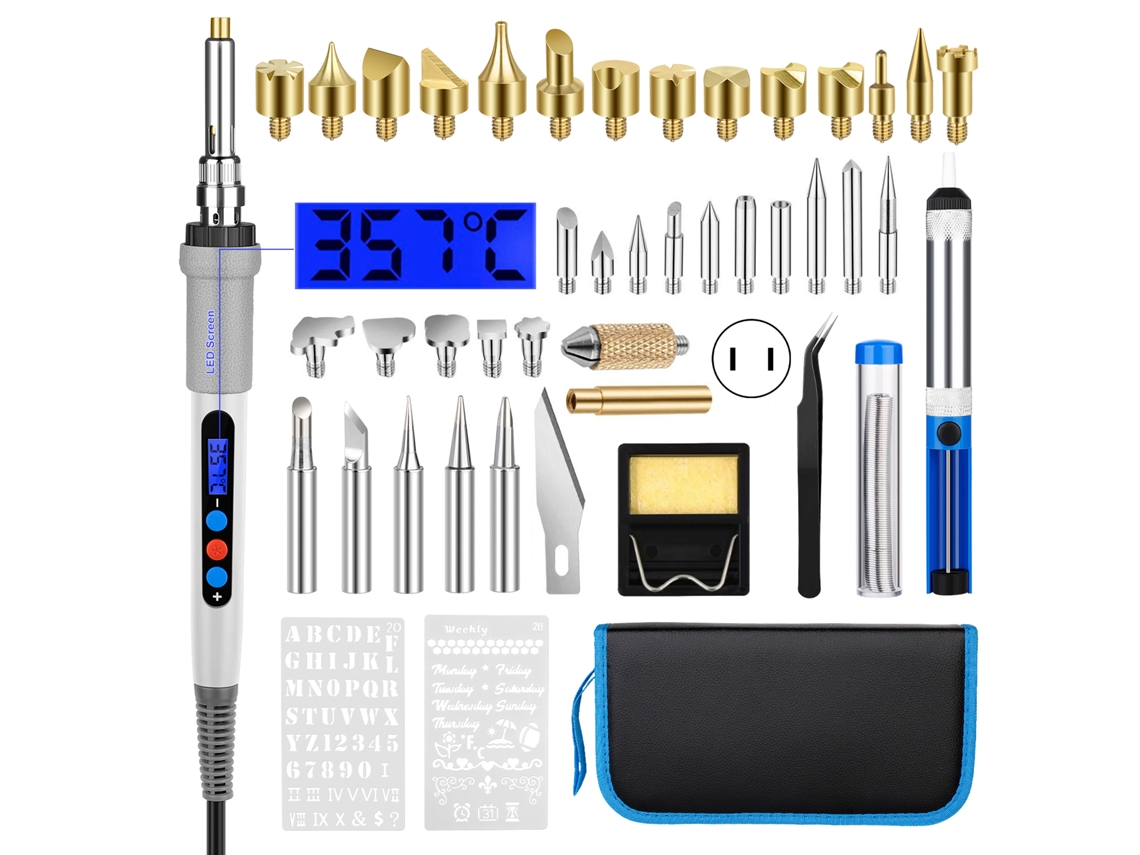 Kit De Grabado Con Pluma De Pirograbado Y Pantalla Lcd Digital.