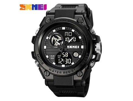 Relojes analógicos digitales impermeables para hombres con cronómetro Relojes de pulsera multifuncionales con luz LED-Negro VEANXIN