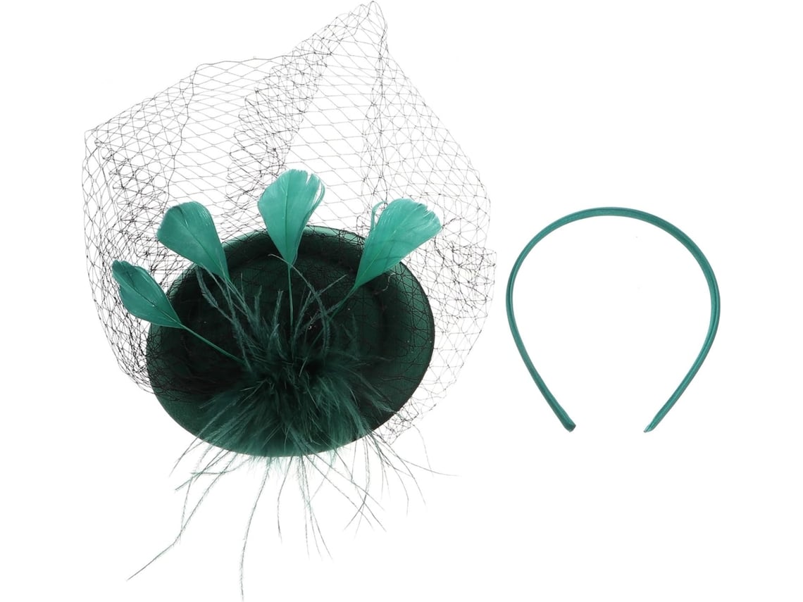 Chapéu Pillbox Verde Vintage Com Aba Em Tela E Alumínio, Elegante E Fácil De Usar Para Festas De Coquetel
