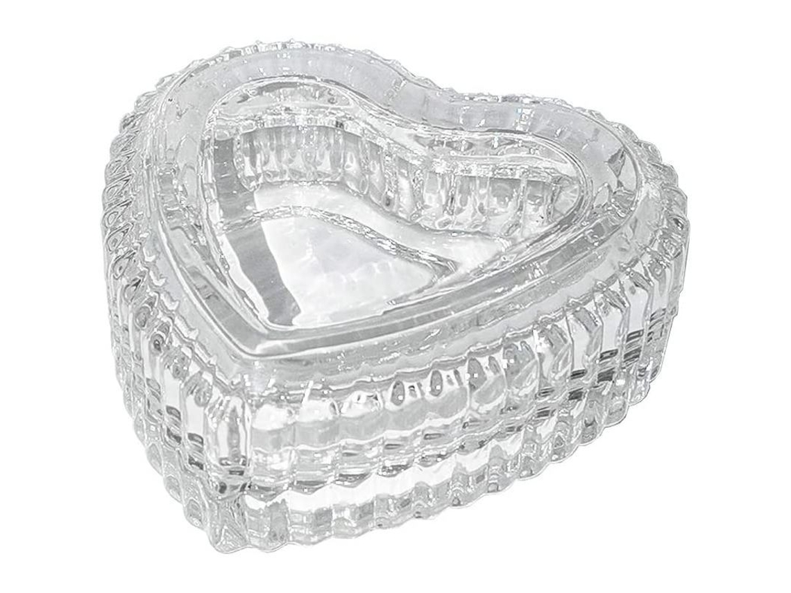 Bandeja Pequeña Transparente Con Forma De Corazón Para Joyas De Cristal, Con Tapa, Para Mujer.