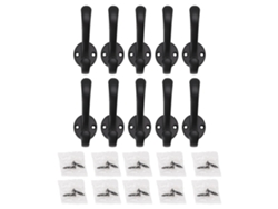 10 Ganchos De Pared Metálicos Impermeables Para Entradas, Dormitorios, Baños Y Cocinas - Negro