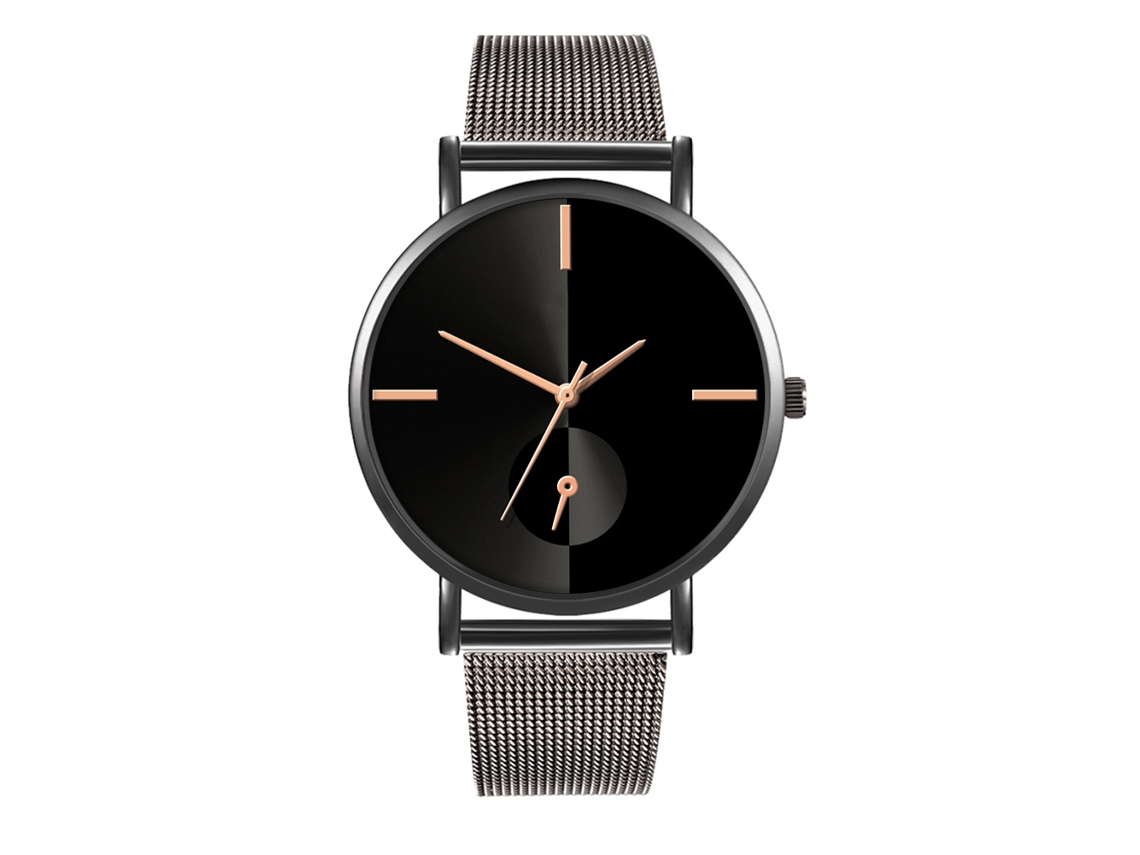 Reloj De Moda Para Parejas Con Correa De Malla Dial Redondo Cuarzo Unisex