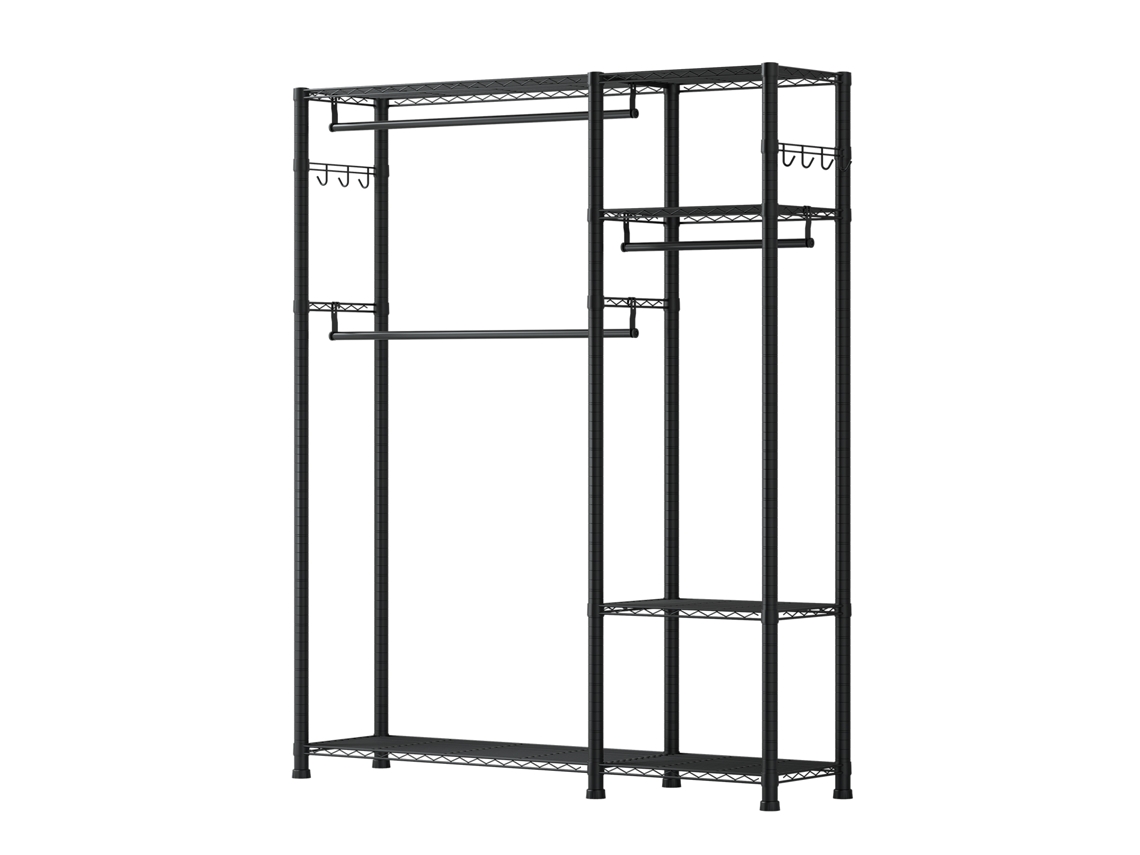 Perchero de pared Succebuy con 3 barras y 6 niveles de altura ajustables, color negro
