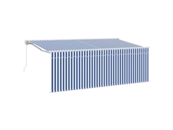 Maison Exclusive - Toldo Retráctil Manual Azul Y 400 X 200 Cm Poliéster Y Aluminio