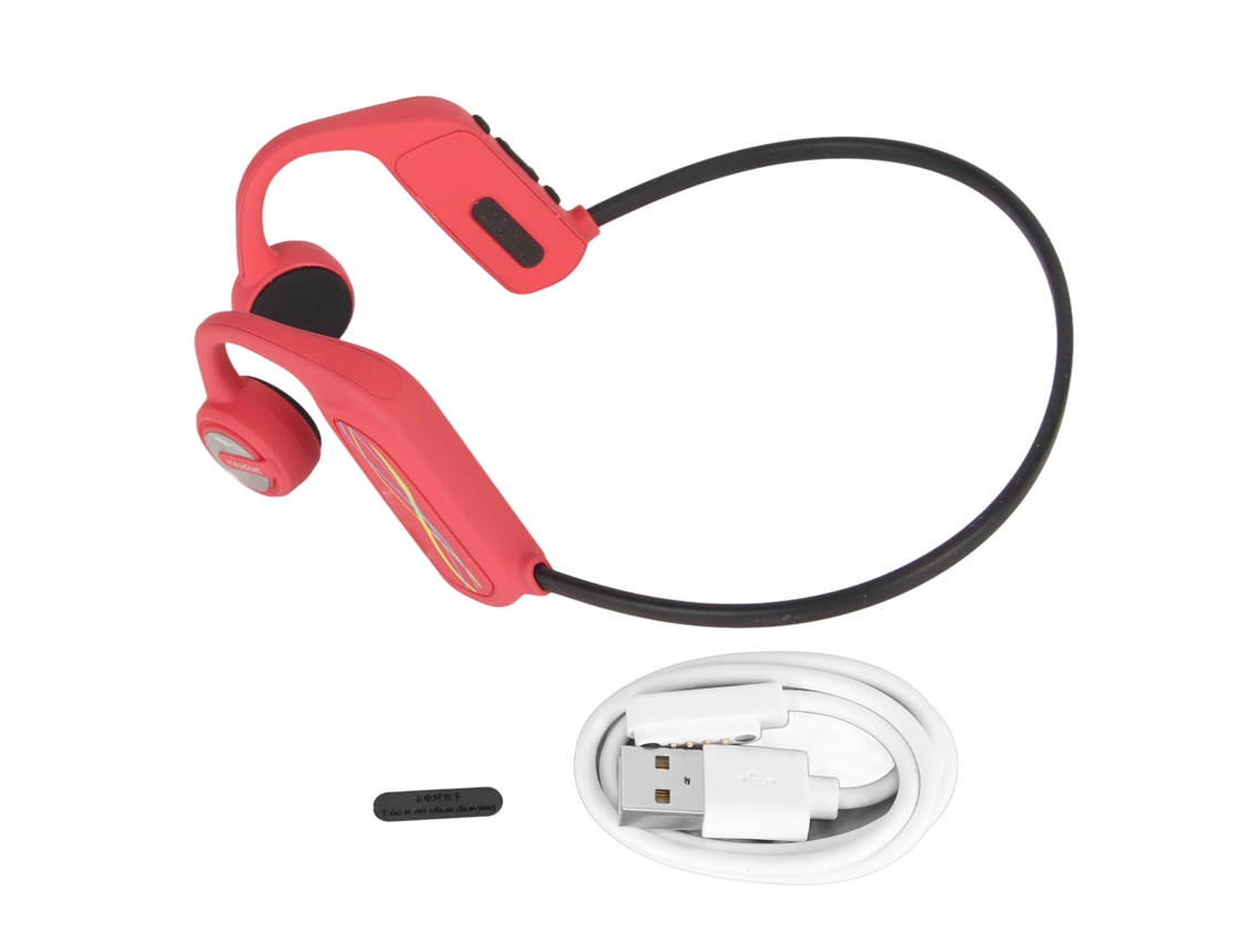 Fones De Ouvido Condução Óssea Bluetooth5.0 Sem Fio Ip68 Impermeável Ouvido Aberto Para Corrida Ciclismo Vermelho